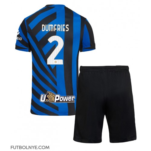 Camiseta Inter Milan Denzel Dumfries #2 Primera Equipación para niños 2024-25 manga corta (+ pantalones cortos)